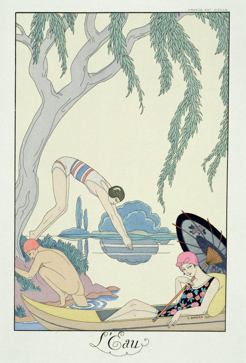 Vatten, från "Falbalas and Fanfreluches, Almanac of Present, Past and Future Modes" av Georges Barbier