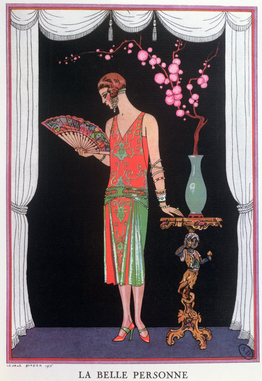 Värd aftonklänning, modetallrik från Gazette du Bon Ton av Georges Barbier
