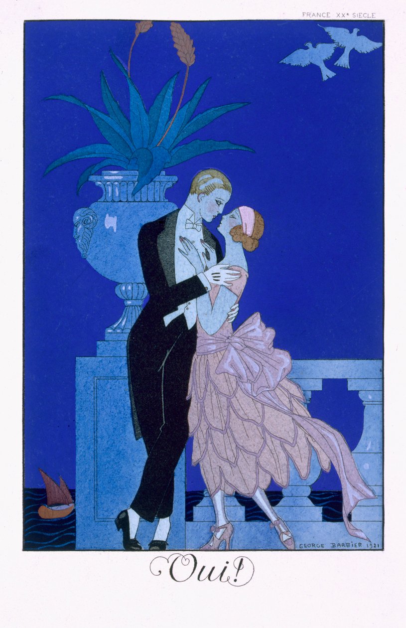 ja! 1921 (lito i färg) av Georges Barbier