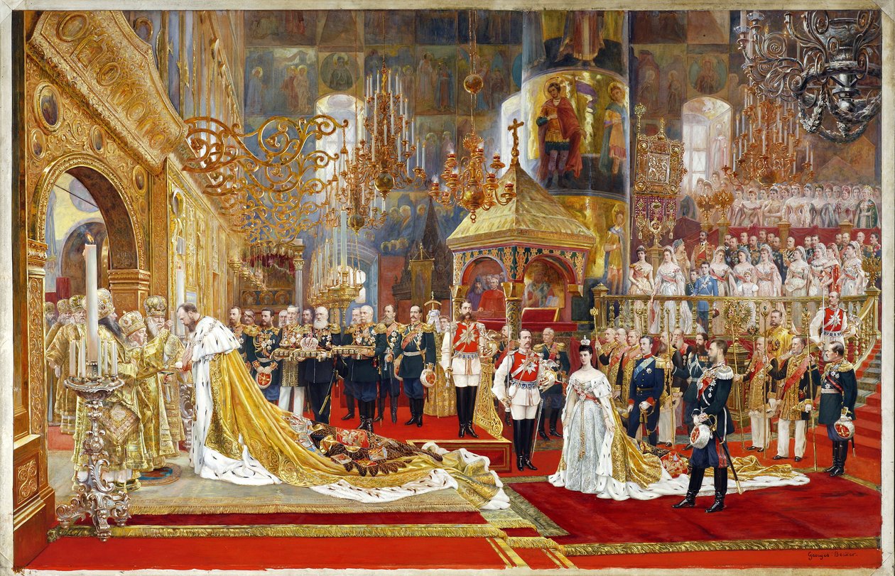 Kröning av kejsar Alexander III och kejsarinnan Maria Feodorovna, 1883-1888 av Georges Becker