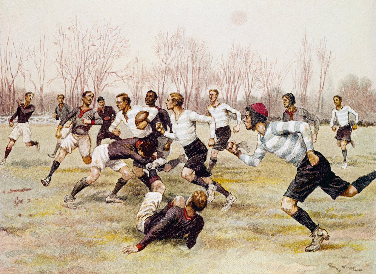 Fotboll (Rugby), mästerskapsmatch på Parc de Saint Cloud, sportkalender, februari av Georges Bertin Scott