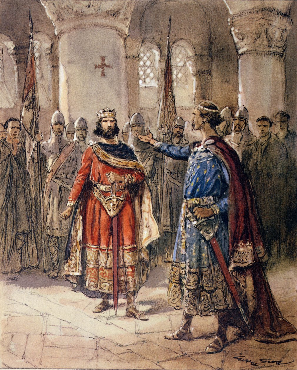 Hugues I Capet (941-996), kung av Frankrike och Adalbert de Perigord, från l