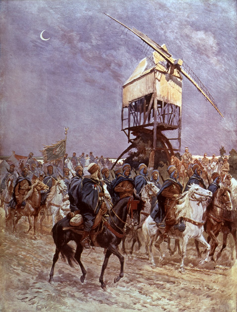 Marockanska soldater i fransk kolonialarmé kämpar i Flandres av Georges Bertin Scott