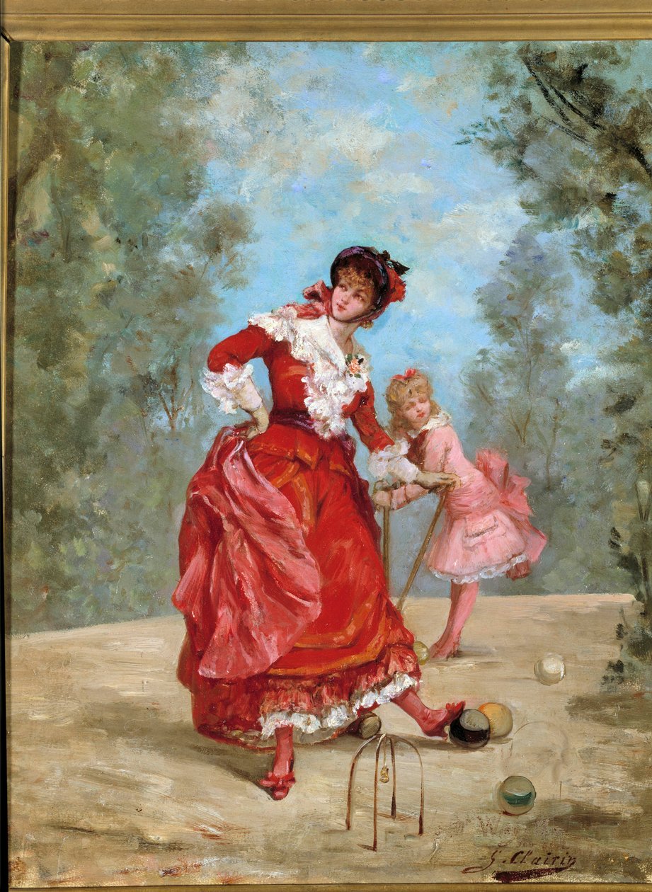 Krocket spel. Målning av Georges Jules Victor Clairin (1843 - 1919) av Georges Clairin