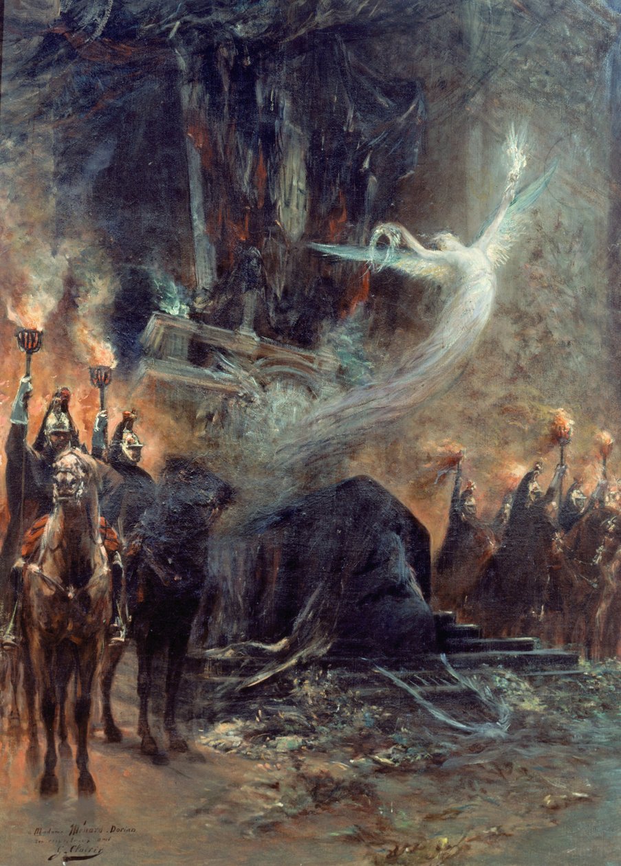 Victor Hugos begravning: vakan under triumfbågen, 1885. av Georges Clairin