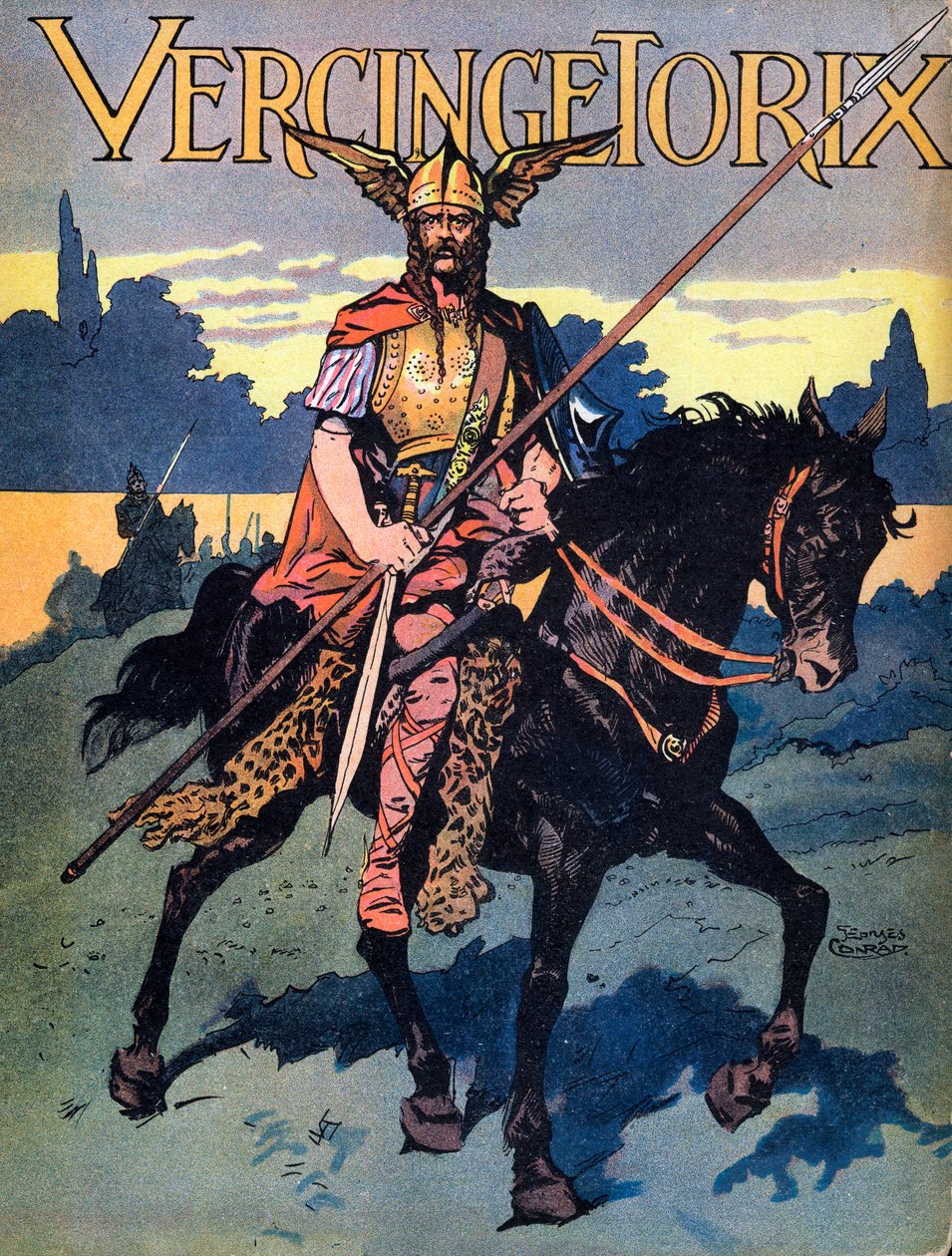 Porträtt av Vercingetorix (ca. 80-c. 46 f.Kr.) krigare och gallisk ledare av Arvernesstammen” ”We-Gires-Nationals” ca. av Georges Conrad