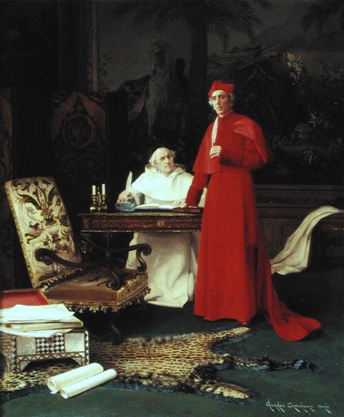 Söker inspiration (olja på panel) av Georges Croegaert