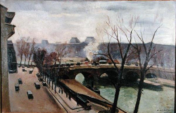 Seinen i Paris (olja på duk) av Georges Darel