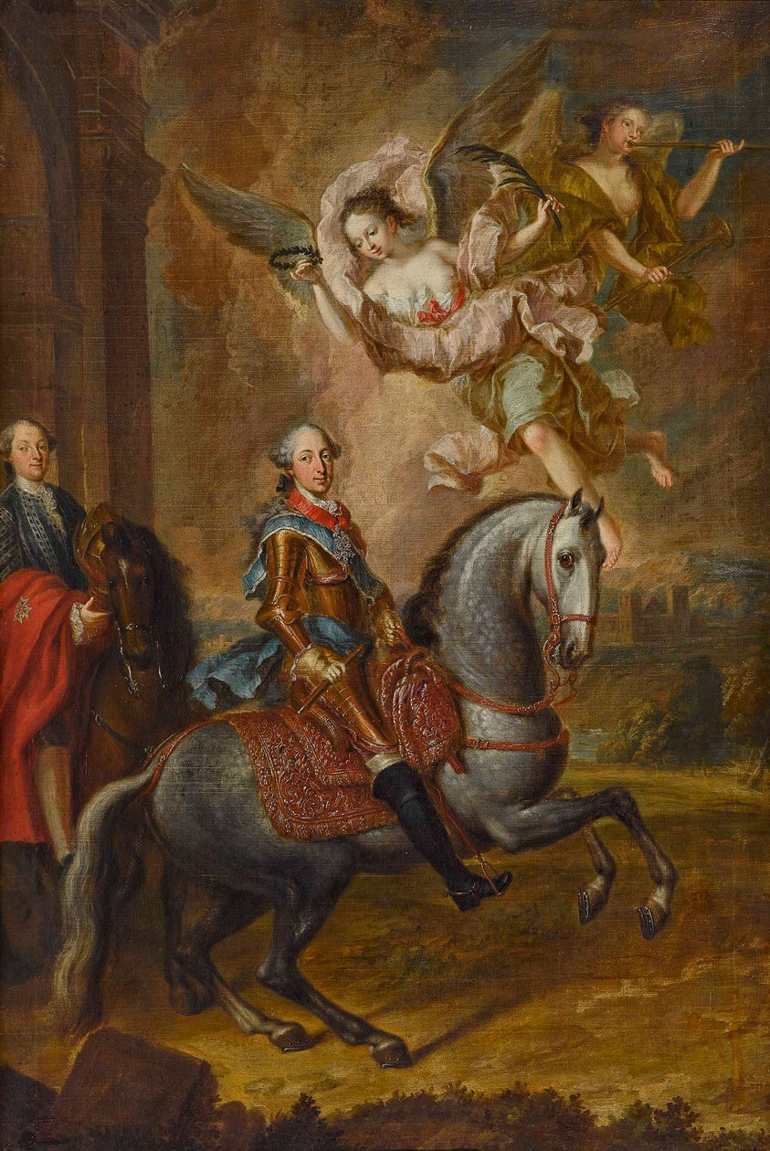 Maximilian III Joseph, kurfurst av Bayern, till häst (olja på duk) av Georges Desmarées