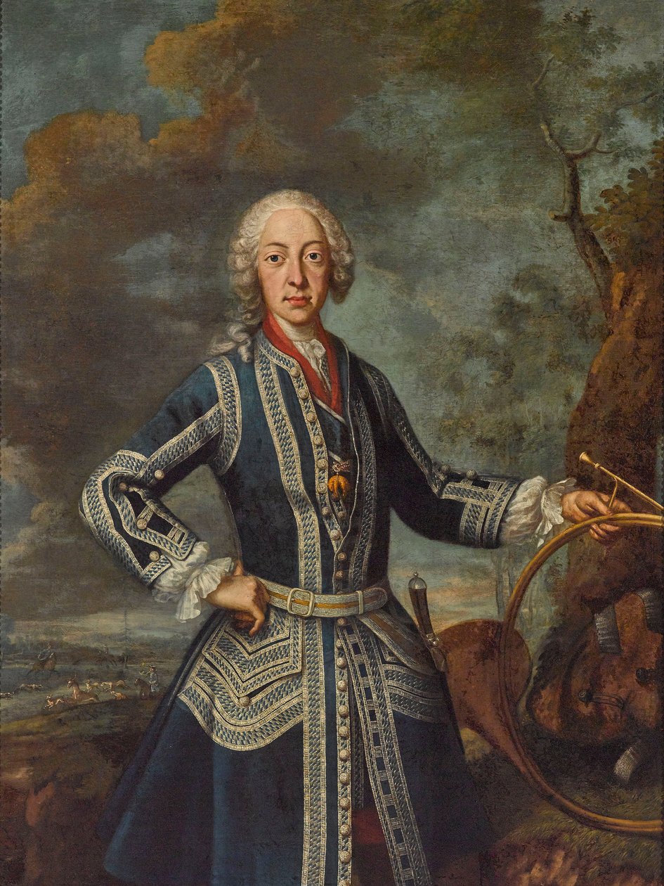 Maximilian III Joseph i jaktklänning (olja på duk) av Georges Desmarées