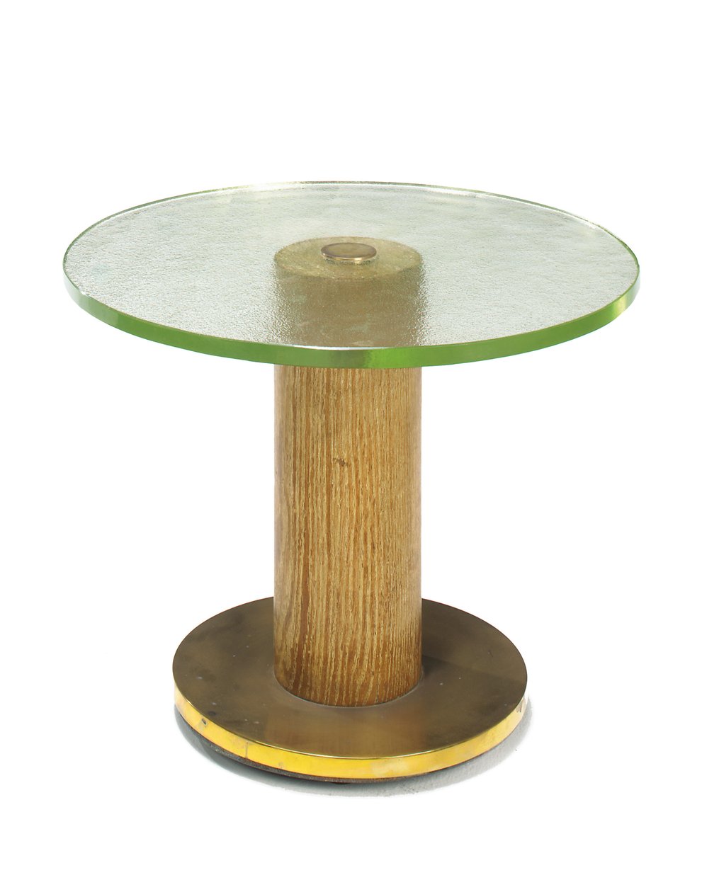 Ett bordsbord i ek, glas och mässing, ca 1930 av Georges Djo Bourgeois