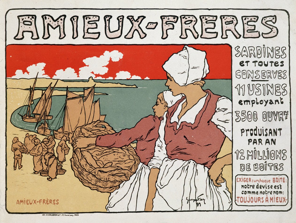 Reklam för sardiner och konserverade Amieux-Frères, av Georges Fay av Georges Fay