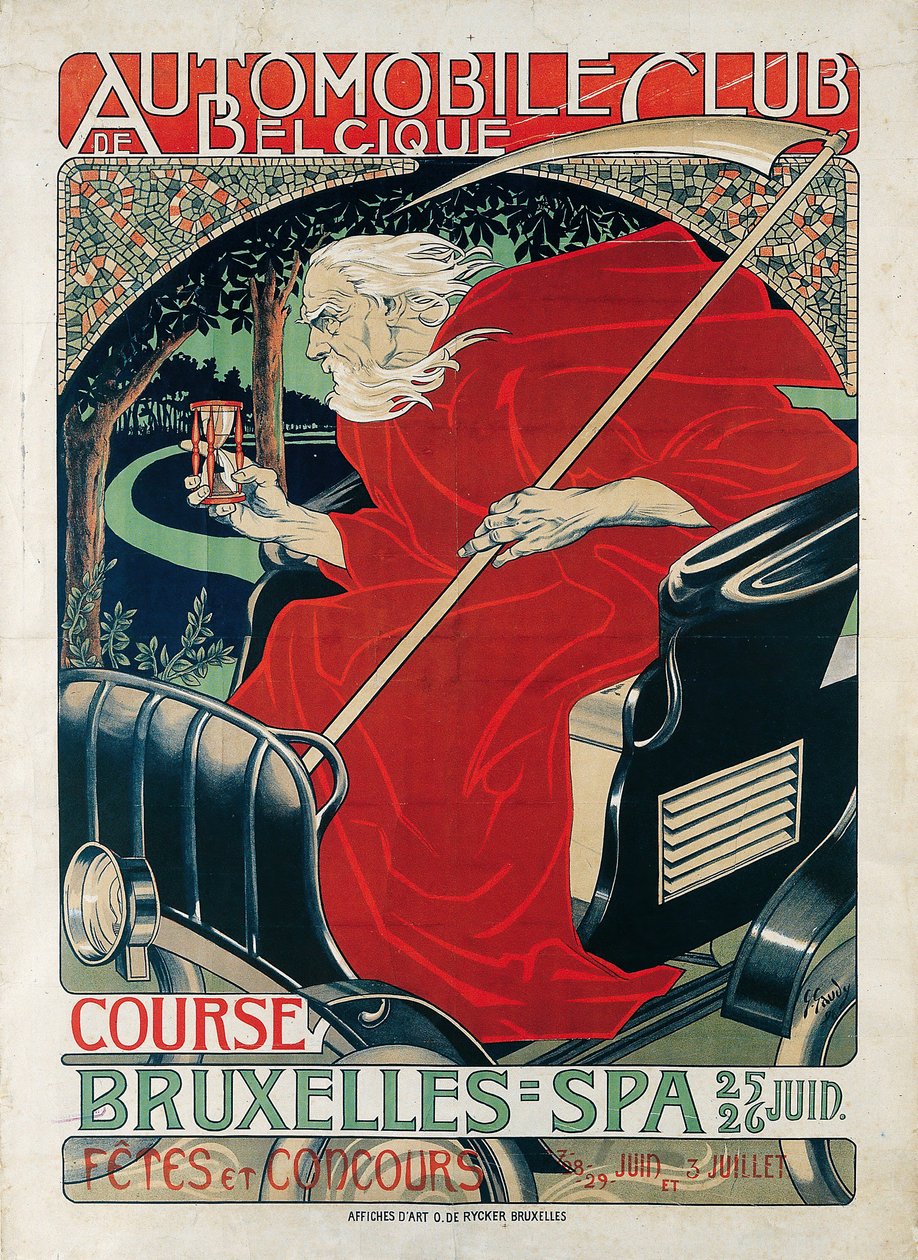 Bilklubben Belgien. Race Bryssel - Spa, 1898. av Georges Gaudy
