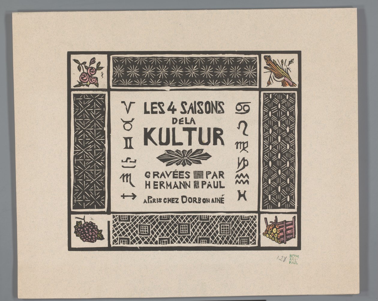 Omslag till fyra tryck av första världskrigets fasor Les 4 saisons dela kultur (serietitel på objekt) av Georges Hermann Rene Paul