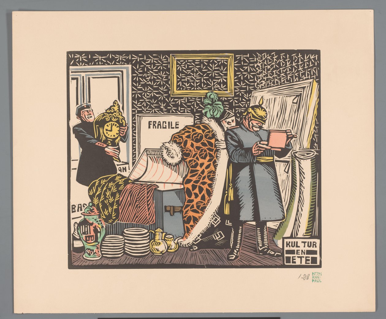 Soldater plundrar ett hus Kultur och mat (titel på objekt) av Georges Hermann Rene Paul