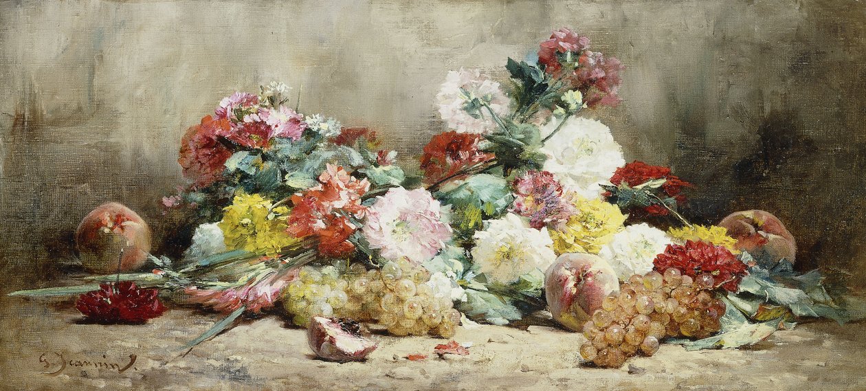 Nejlikor, rosor, vindruvor och persikor, av Georges Jeannin