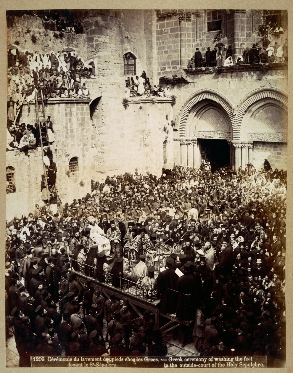 Ceremoni för fottvätt, Heliga gravens kyrka, Jerusalem av Georges Jeannin