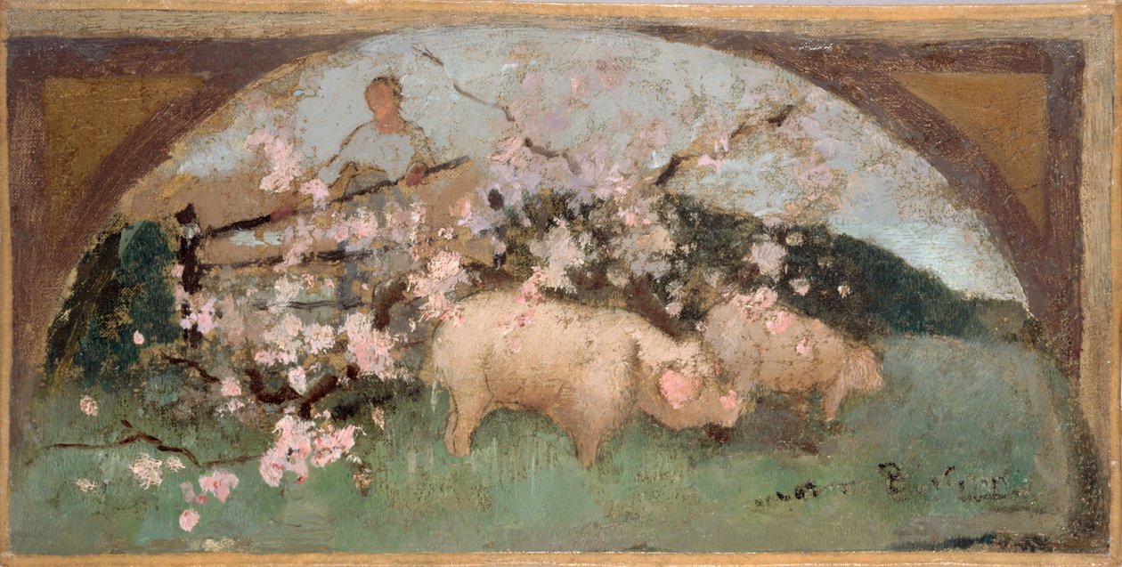 Skiss till matsalen på Hôtel de Ville i Paris: La viande de porc av Georges Jules Bertrand