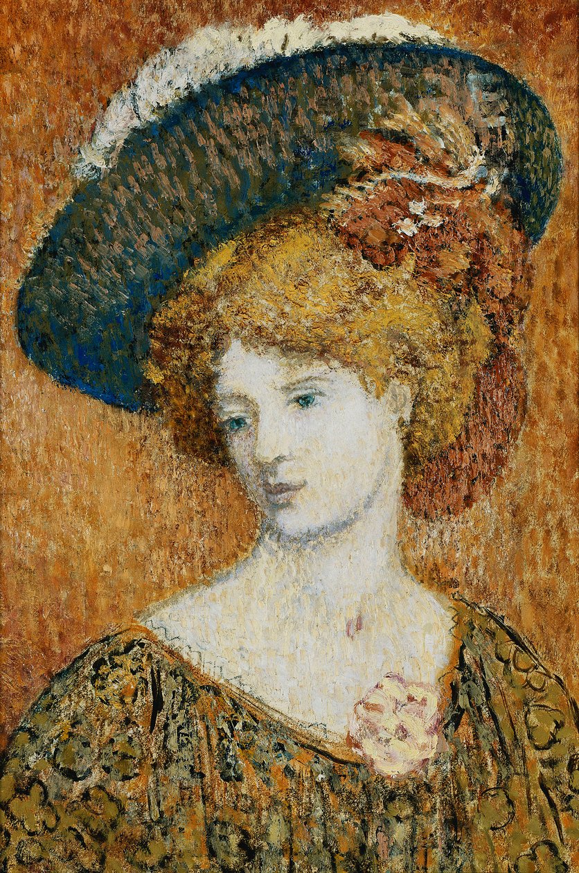 kvinna med hatt; Femme au Chapeau - Kvinna med hatt, av Georges Lemmen