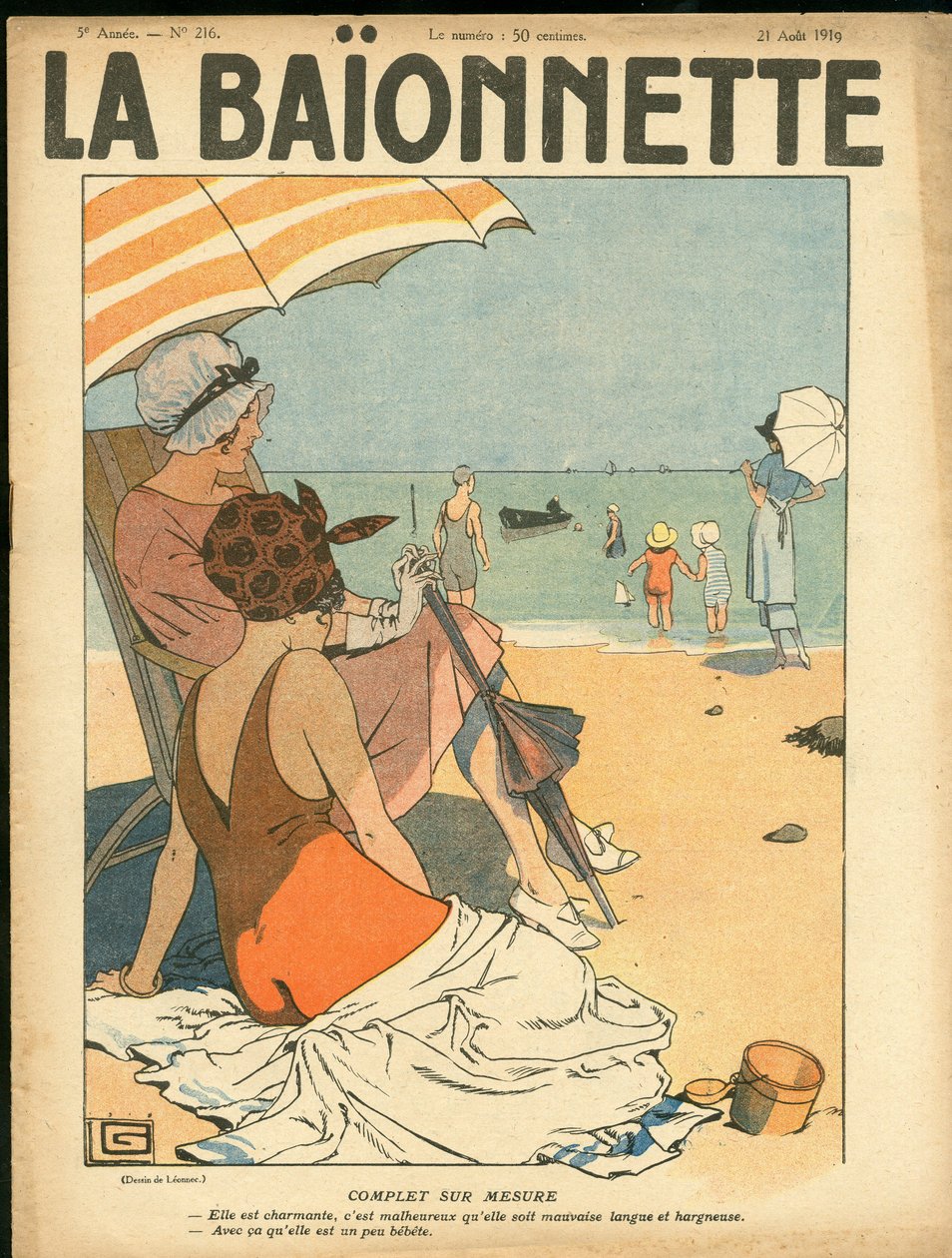 Omslag till "La Baionnette", satir i färg av Georges Leonnec
