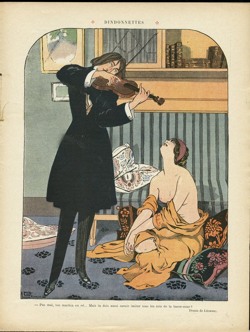 Illustration av Georges Leonnec (1881-1940) i Le Rire, 21/09/12 - Turkiet - Musik, Violin av Georges Leonnec