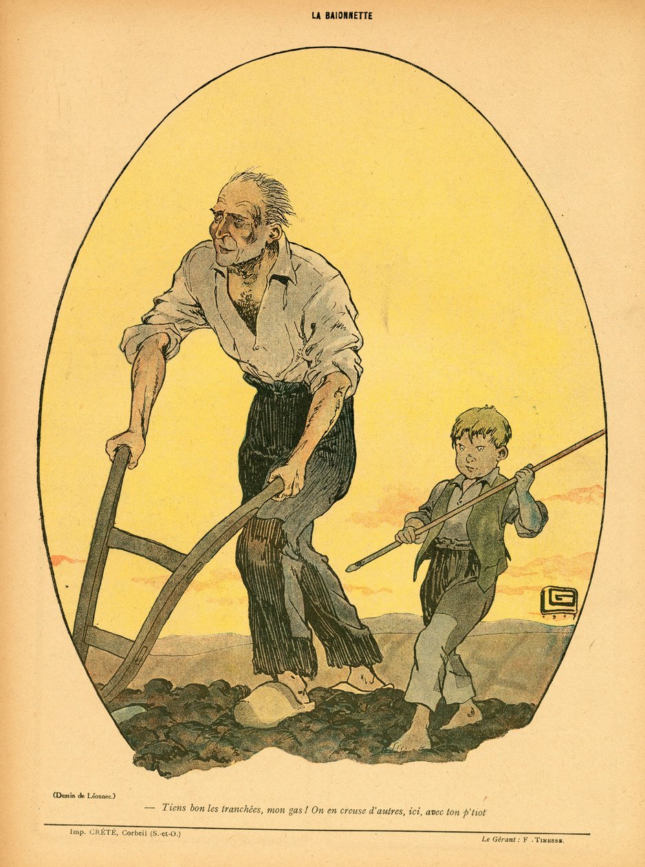 La Baionnette, satirisk i färg av Georges Leonnec
