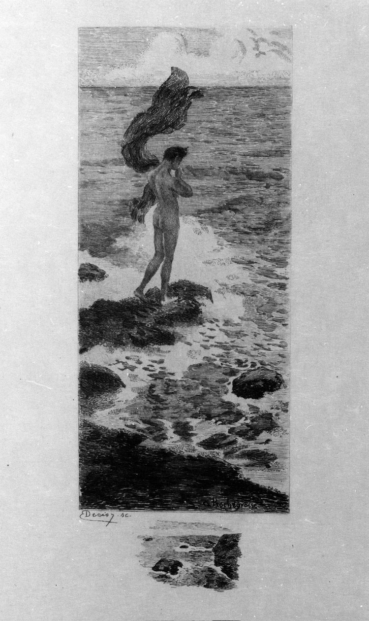 Illustration av Georges Antoine Rochegrosse (1859-1938) för "Mannen överbord" av poeten Charles Baudelaire (1821-1867) i "Ondskans blommor" av Georges Marie Rochegrosse