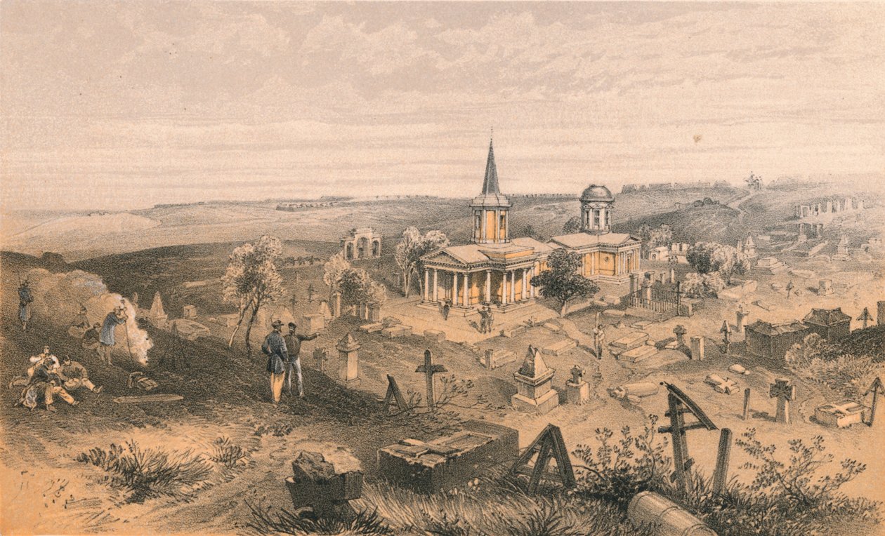 Karantänkyrkogård och kyrka med franskt batteri nr 50, 1856 av Georges McCulloch