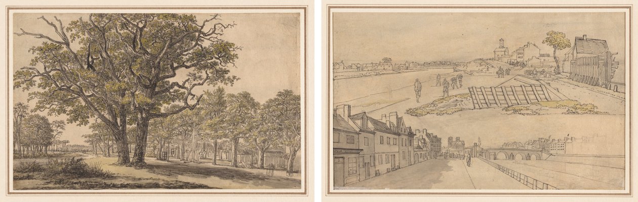 Landskap (recto) Två vyer av Paris (verso) av Georges Michel