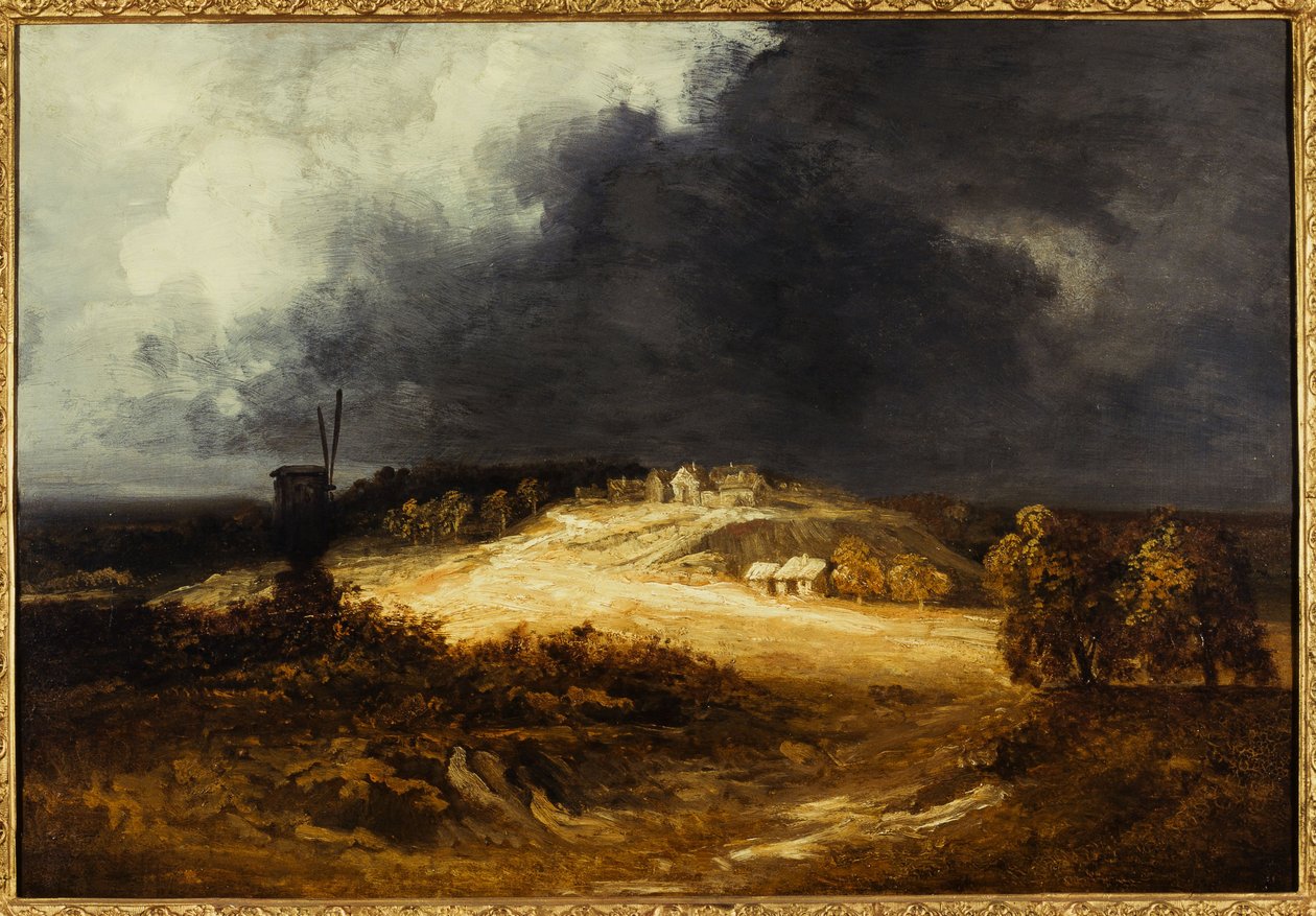 Moulins à Montmartre, ca 1830 (olja på papper, monterad på duk) av Georges Michel