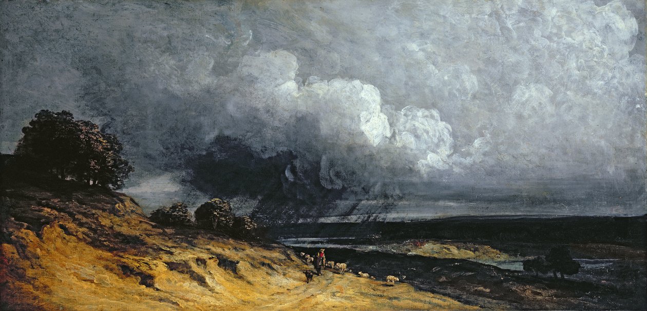 Storm nära Montmartre (olja på duk) av Georges Michel