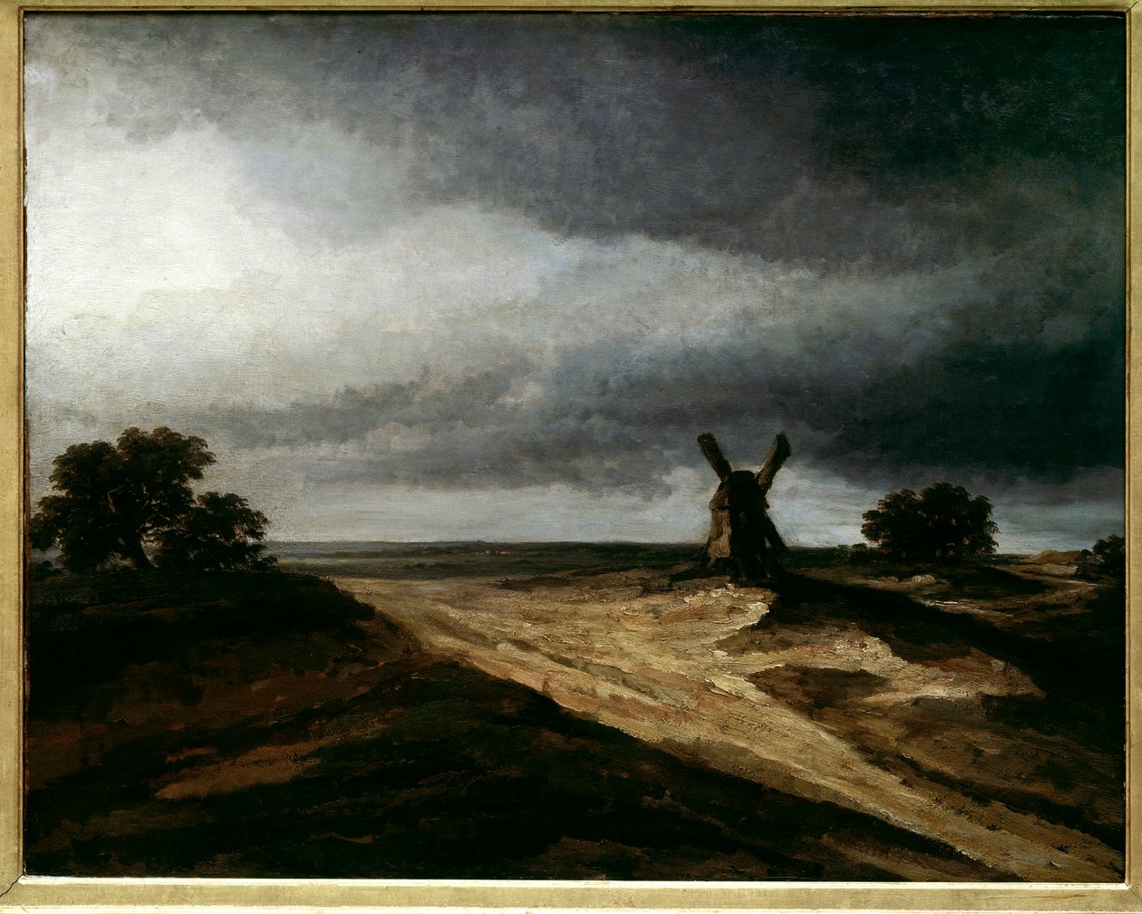 Omgivningarna i Montmartre Parisiska landskap med kvarn. målning av Georges Michel (1763-1843) 1700-talet sön. 0,64 X 0,80 m Paris, Louvren av Georges Michel