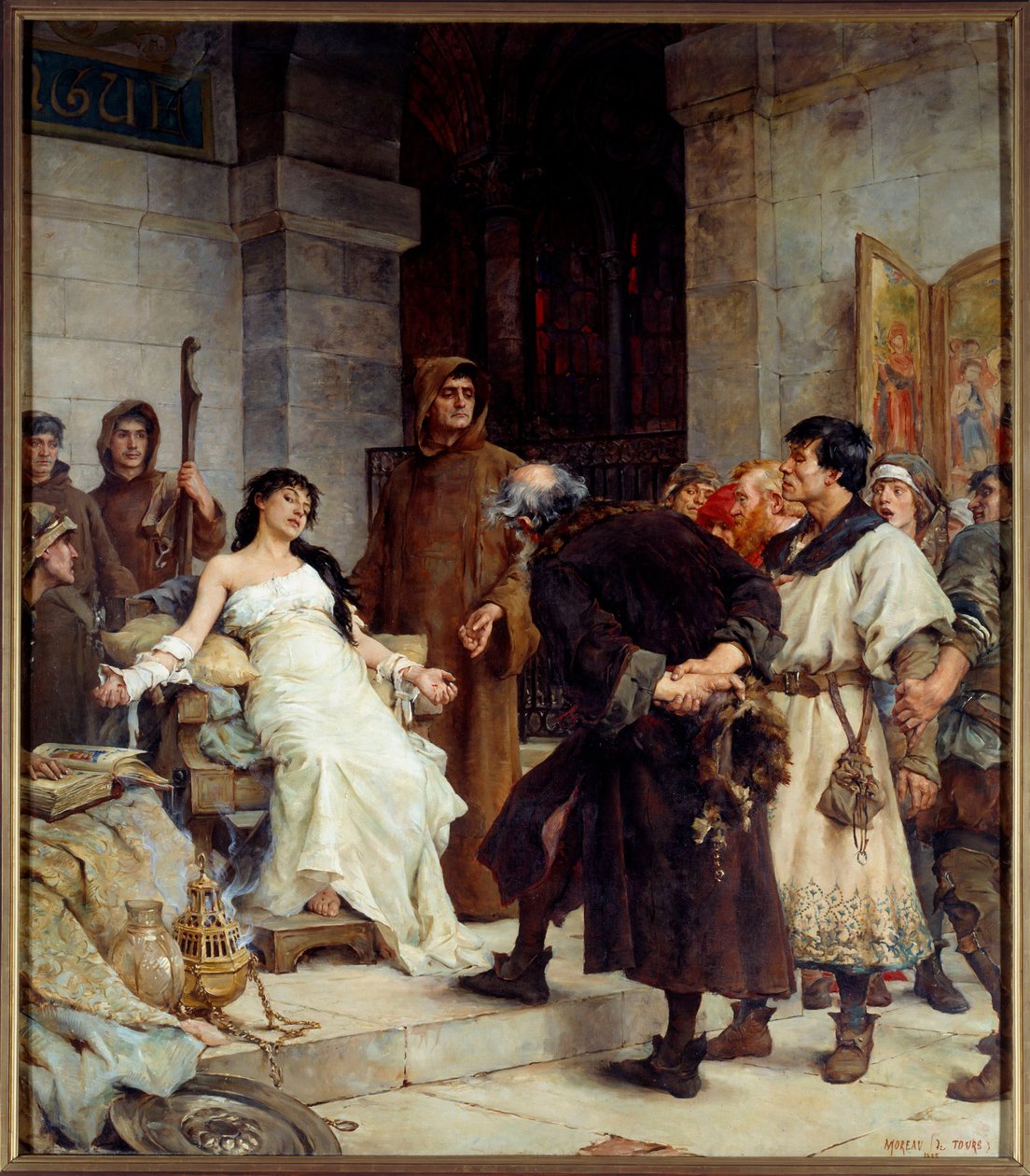 Ett stigma under medeltiden Målning av Georges Moreau de Tours (1848-1901) 1885 Sön. 2,6x3 m Musee des Beaux Arts Nantes av Georges Moreau de Tours