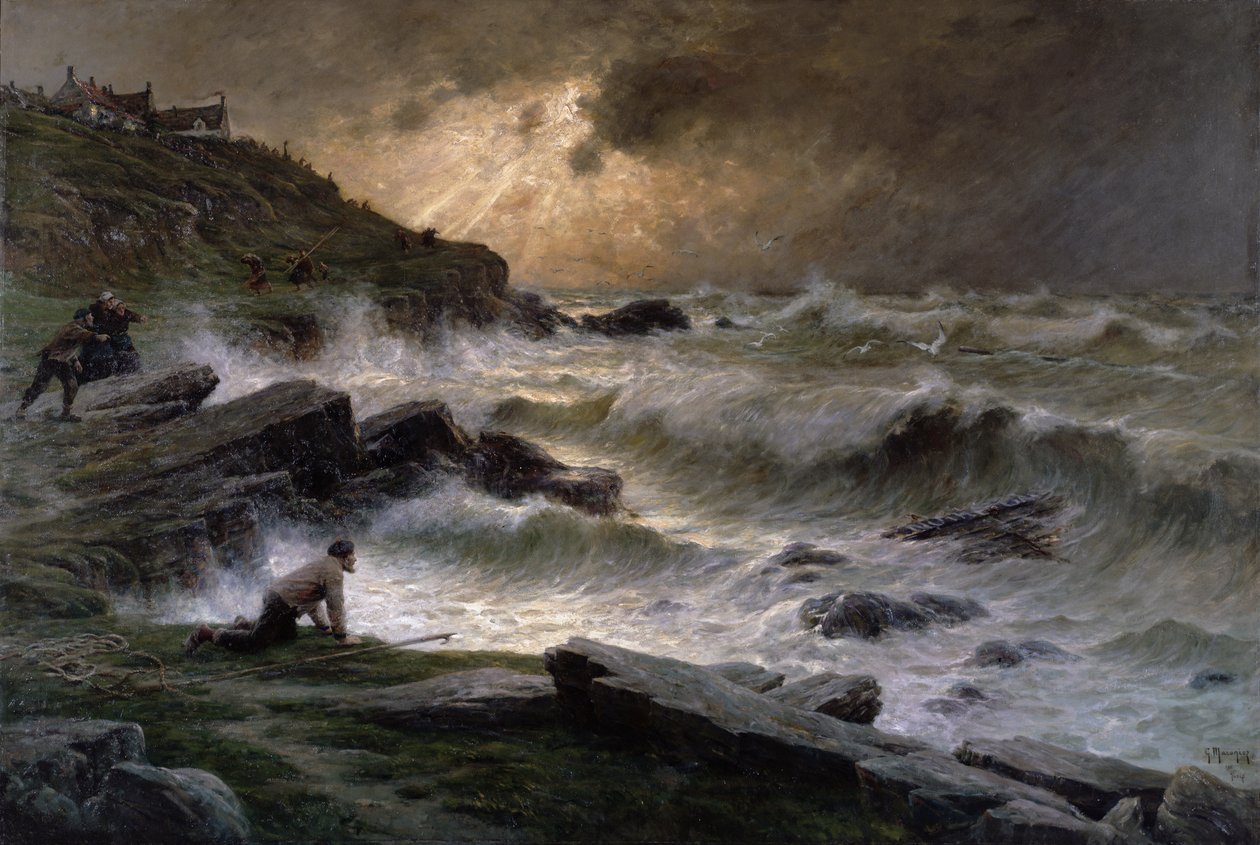 Wreckers utanför Bretagnes kust, 1911 av Georges Philibert Charles Maroniez