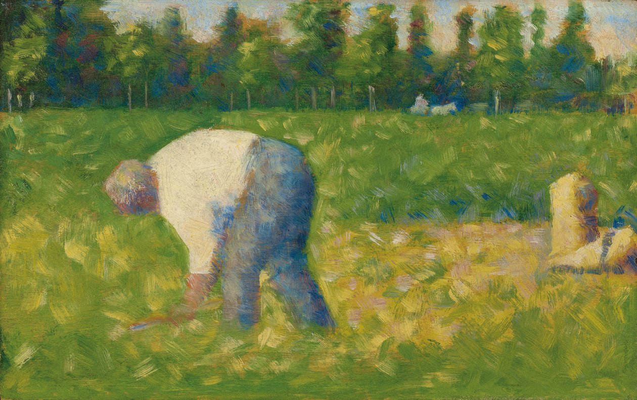 Vägning arbetar; Arbetande bonde, 1882-1883 av Georges Pierre Seurat