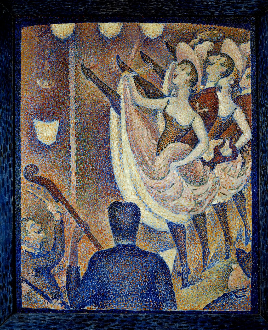 Studera för chahuten Danceuses de chahut, dansa en skandal, dansform som dök upp samtidigt med franska Cancan, omkring 1830 i Montparnasse. Målning av Georges Seurat (1859-1891) 1889 Buffalo. Albright Knox Art Gallery - Studie för Le Chahut. Jaha av Georges Pierre Seurat