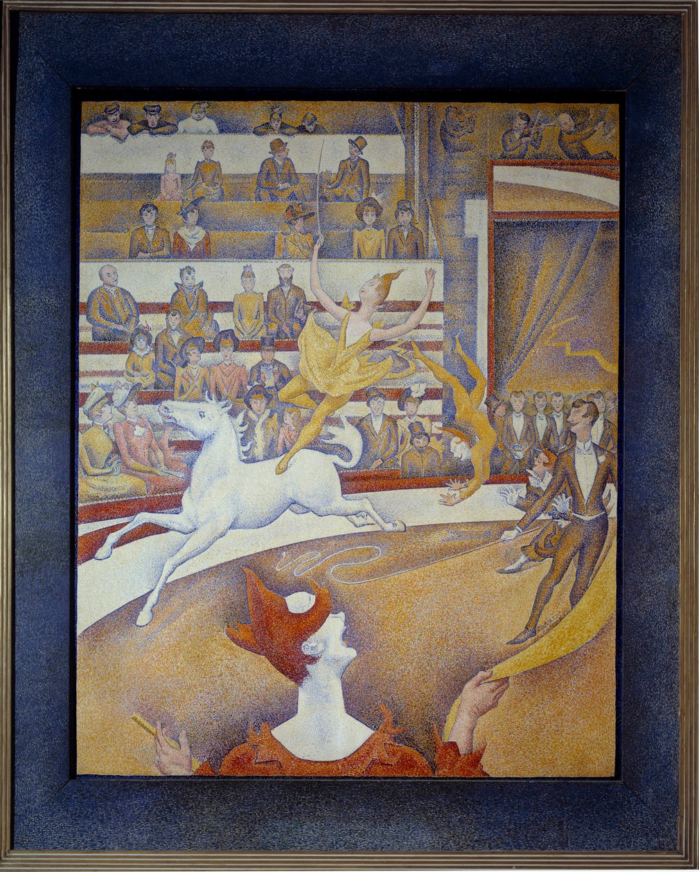 Cirkus Une ecuyere en häst, en clown och akrobater. Målning av Georges Seurat (1859-1891) 1891 Sön. 1,85x1,52 m Paris, musee d