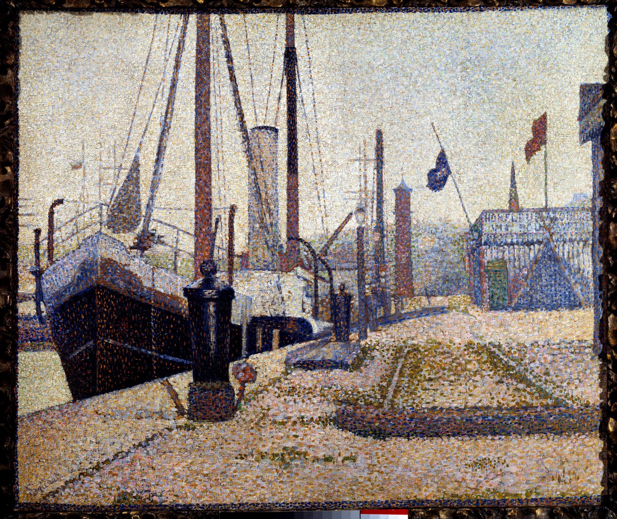 Segelbåten La Maria i hamnen i Honfleur av Georges Pierre Seurat