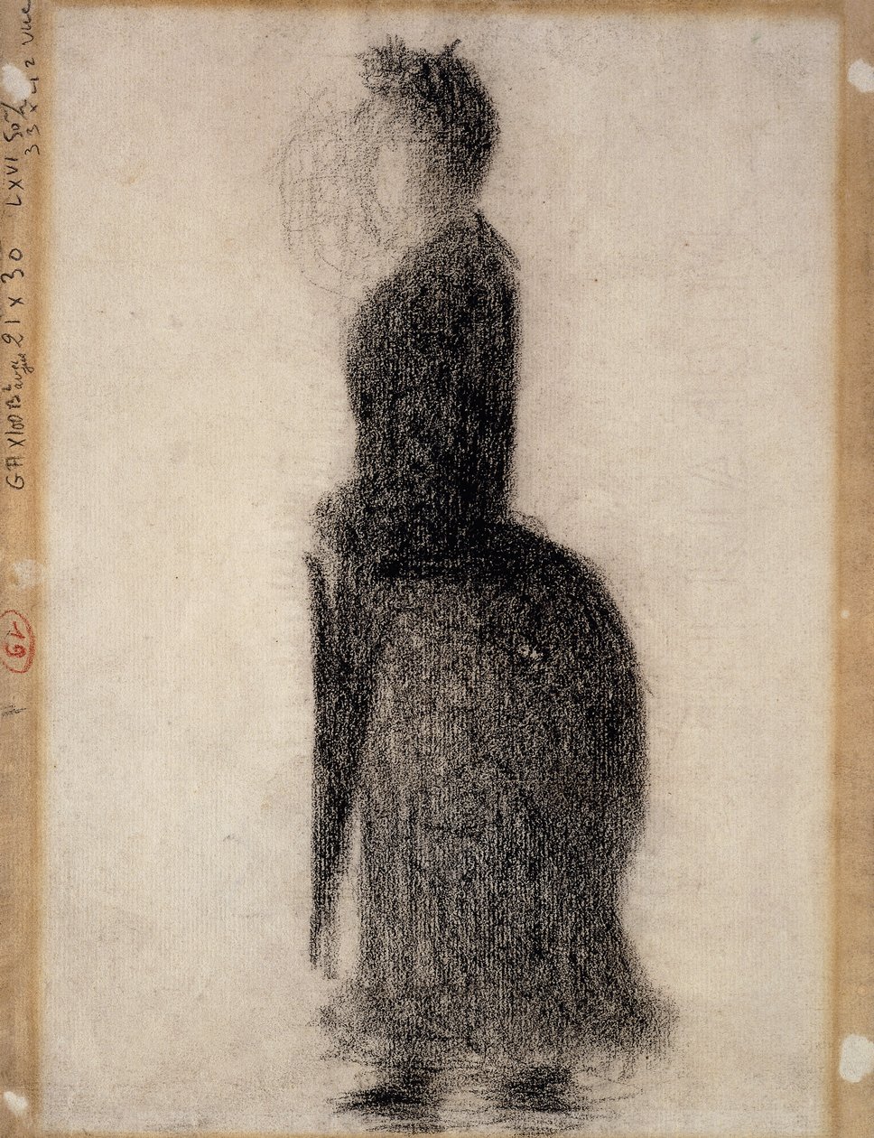 Kvinna med ett parasoll; Kvinna med paraply, ca 1883 av Georges Pierre Seurat