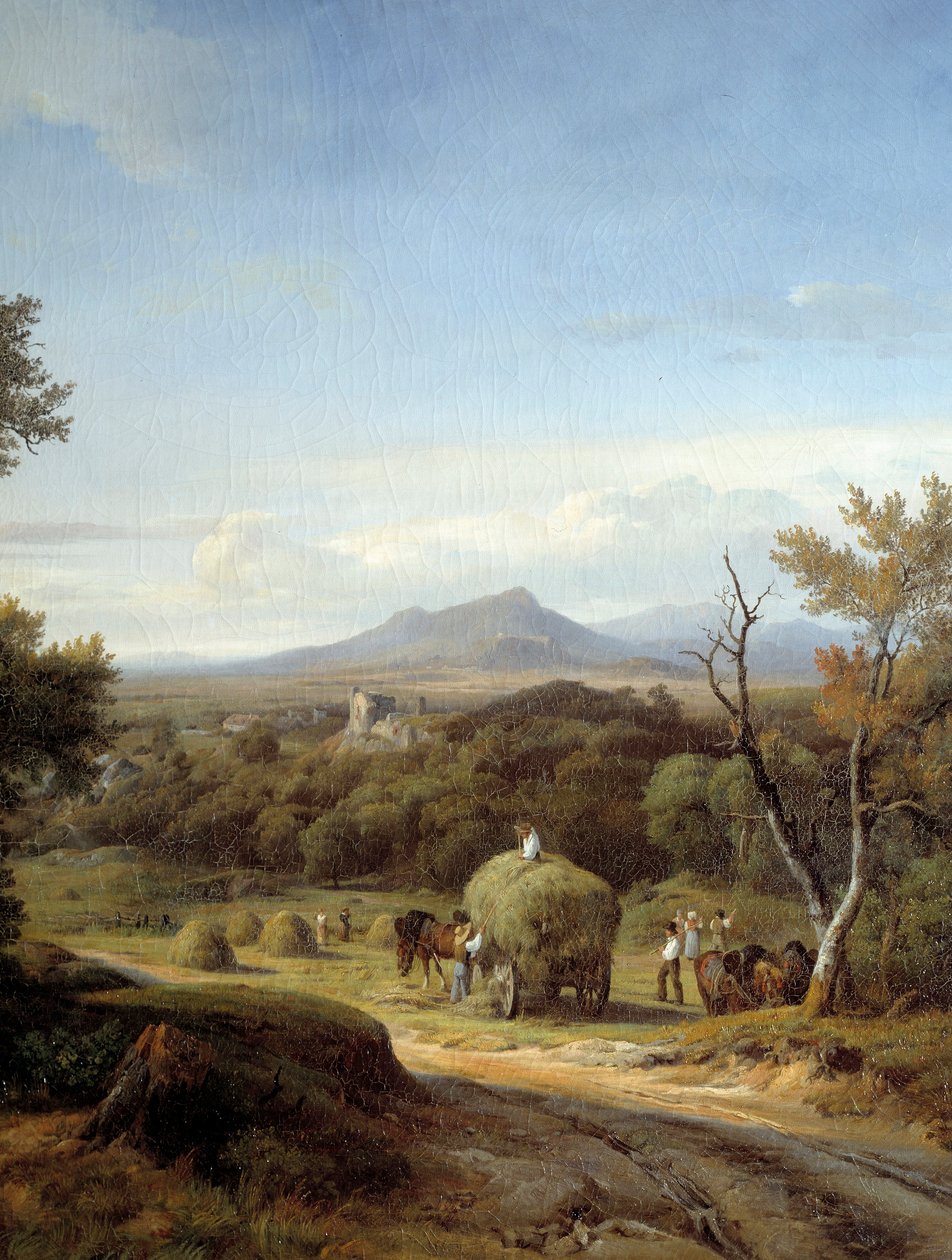 Country scen. Vänster detalj. Målning Georges Prieur (1800-talet) av Georges Prieur
