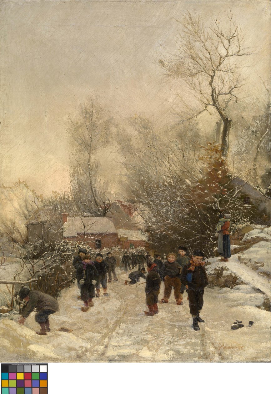 By med barn i snön av Georges Reinheimer