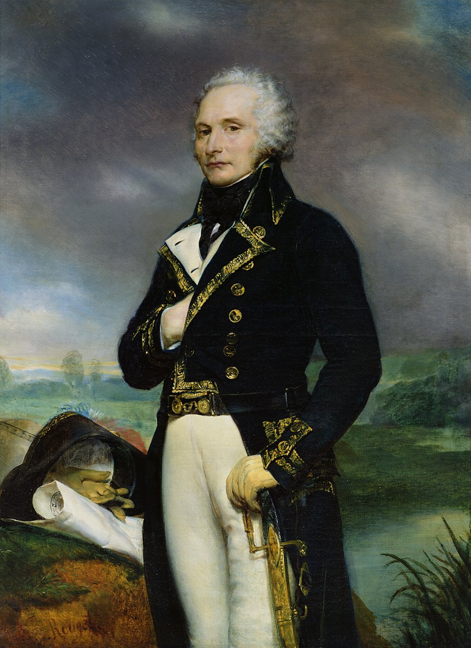 Porträtt av Viscount Alexandre-Francois-Marie de Beauharnais (1760-94) efter en målning av J. Guerin av Georges Rouget