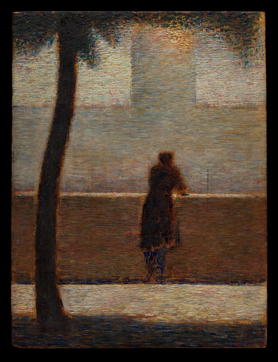 En man som lutar sig mot en bröstvärn av Georges Seurat
