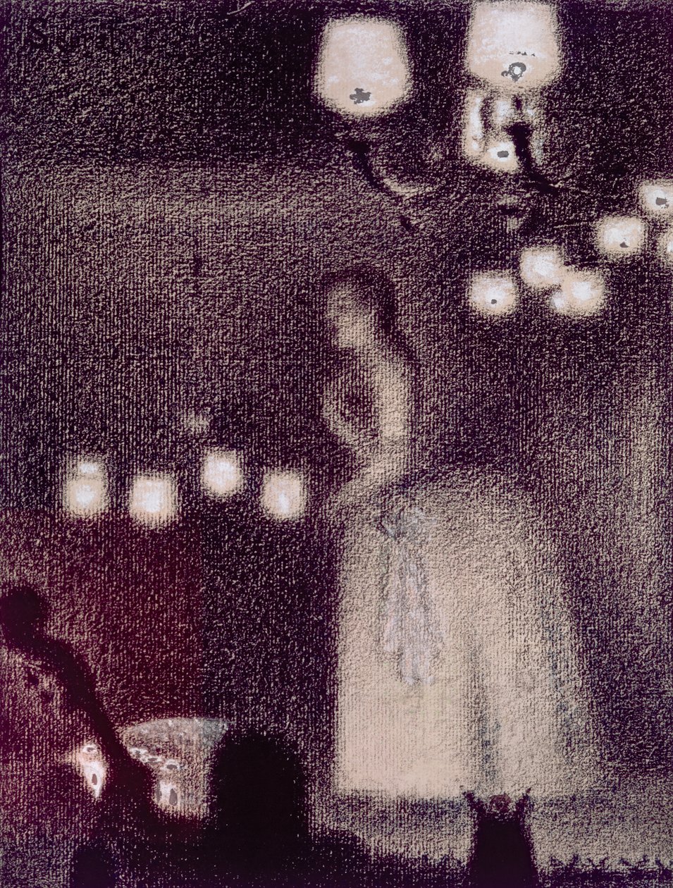 At the Eden Concert, 1886-7 (conte krita, gouache, krita och bläck på papper) av Georges Seurat