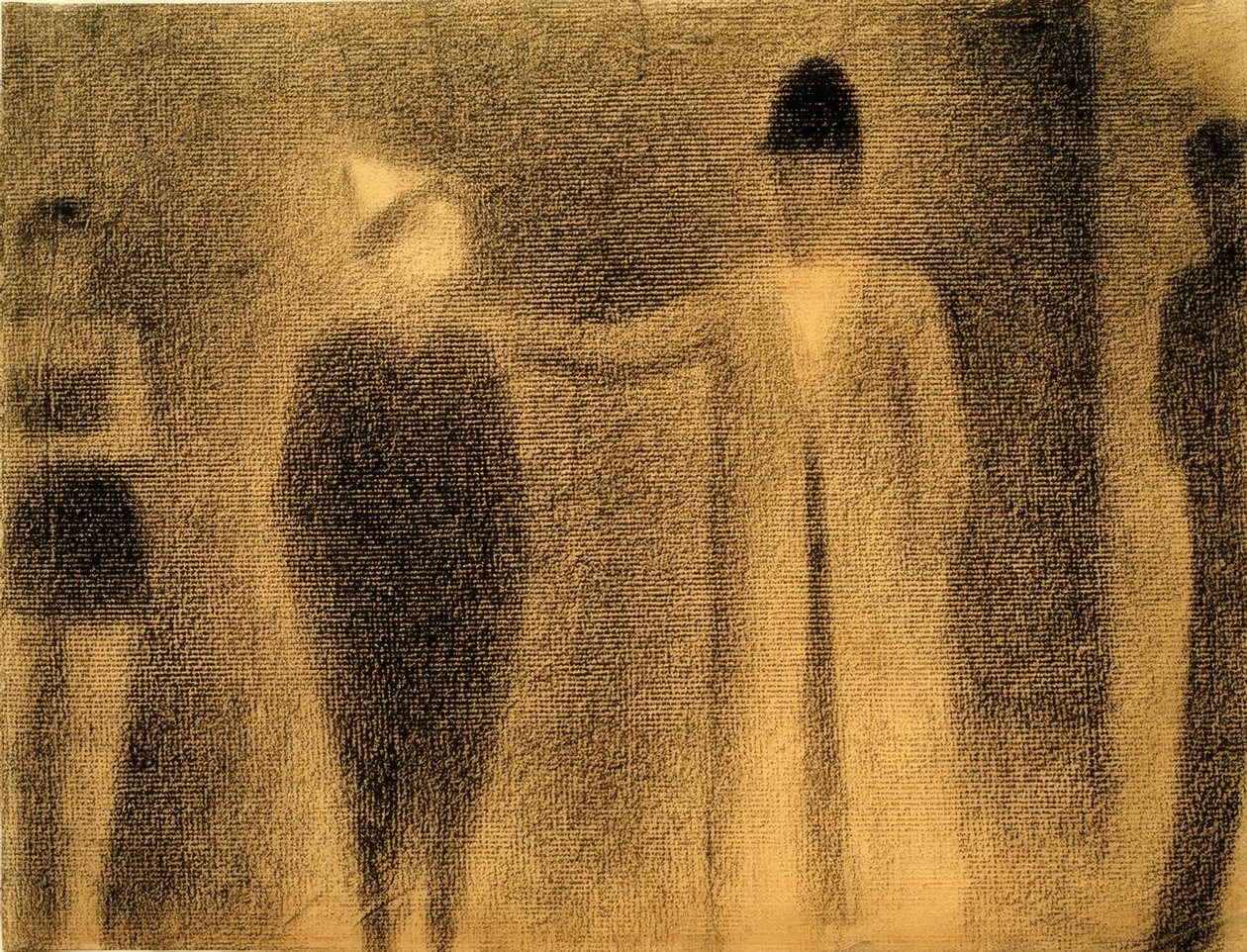 Clown och tre karaktärer (Clown och tre figurer / Studie) av Georges Seurat
