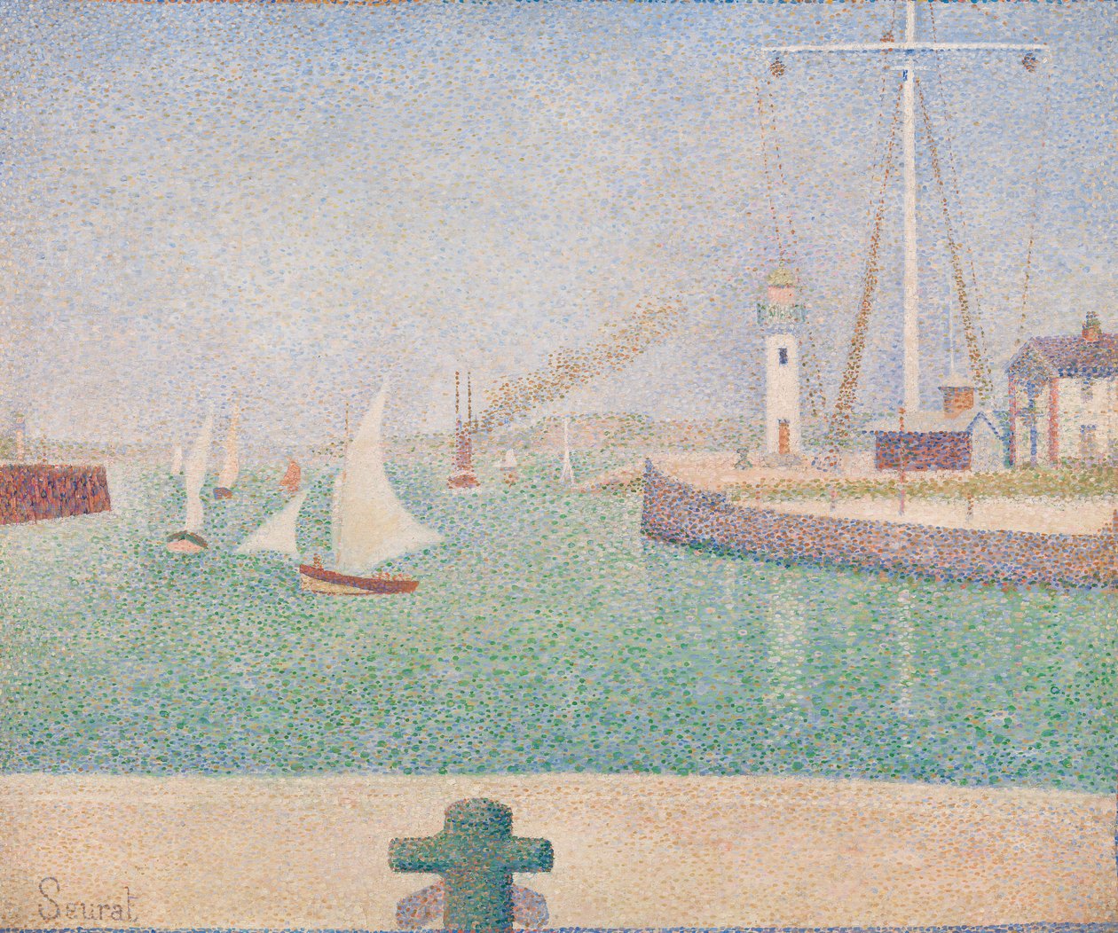 Ingång till hamnen i Honfleur av Georges Seurat