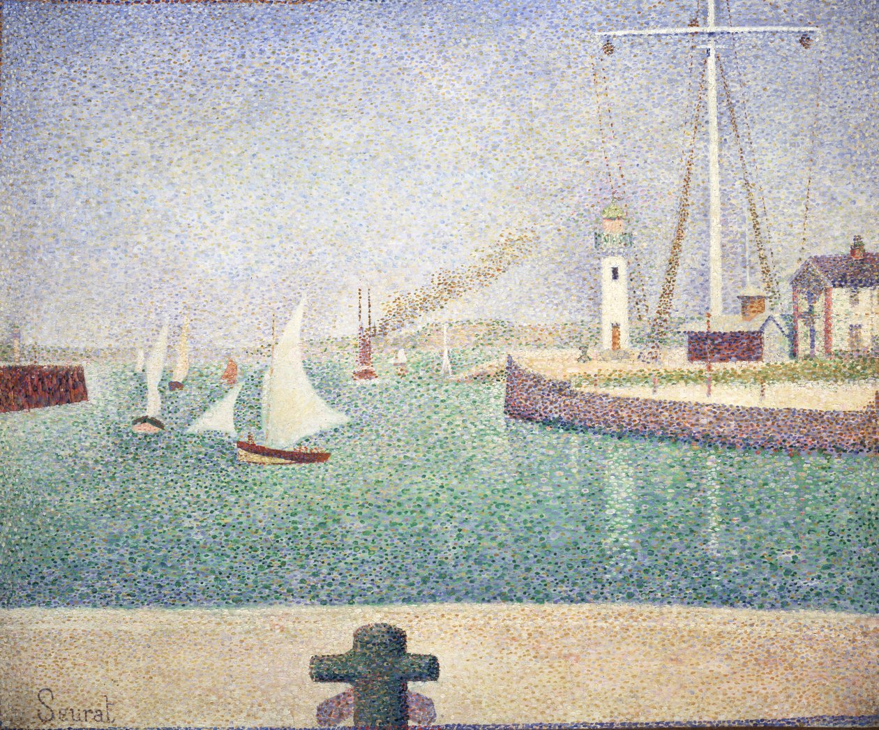 Ingång till hamnen i Honfleur av Georges Seurat