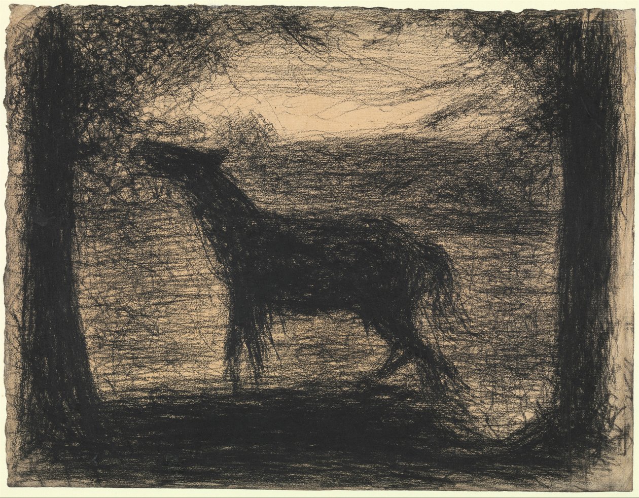 Föl (Le Poulain), 1882-83 (blyertssaga på lagt papper) av Georges Seurat