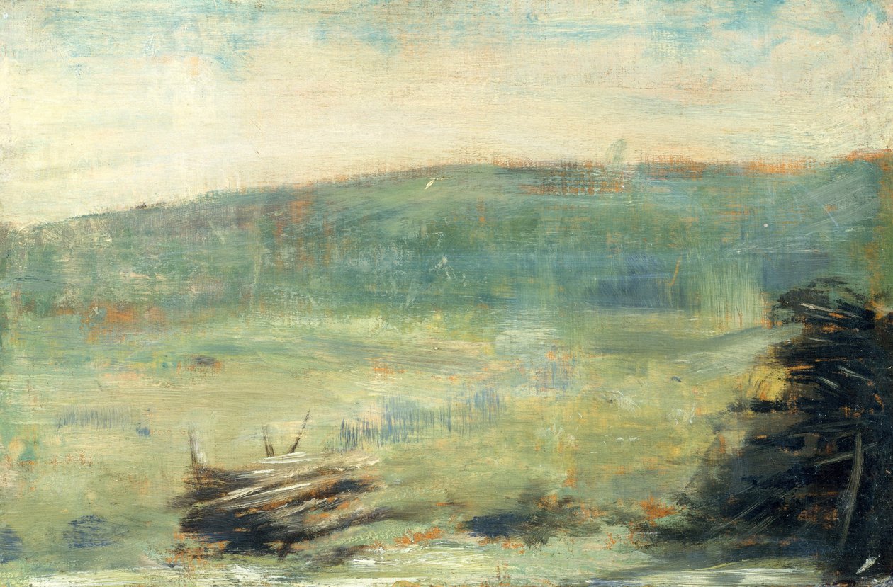 Landskap i Saint-Ouen, 1878-79 (Olja på trä) av Georges Seurat