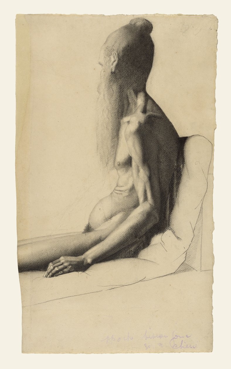 Nakenstudie av en gammal man (Père Bainville) av Georges Seurat